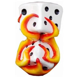 Orange Flaming Dice Shift Knob #VC-FLMDICE-ORG (1/2"-13 female threads) - Picture 1 of 3