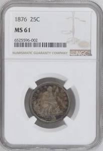 1876 Seated Quarter NGC MS61 BEAUTIFUL TONE - Picture 1 of 2