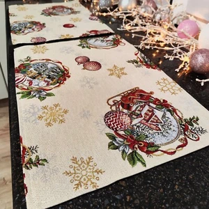 Juego de manteles de mesa de Navidad tapiz dorado manteles de mesa manteles de vacaciones - Imagen 1 de 10