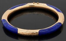 Vintage 14k Yellow Gold Lapis Lazuli Bangle Bracelet
