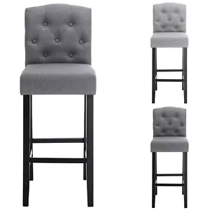 2/4x Bar Stools High Counter Linen padded Chair Pub Kitchen Breakfast Barstool - Picture 1 of 10