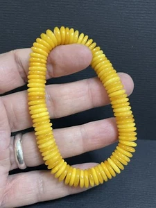 Vintage Egg Yolk baltic amber elastic beads bracelet  16 grams udjustable  R7 - Picture 1 of 13