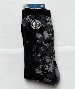 NBA Brooklyn Nets Camo Fade Crew Socks Mens Size Large 8-13 Basketball - Picture 1 of 2