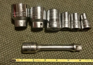 Vintage Wright 1/2" Drive 12 Point Sockets (6) & 5” Extension Made in USA - Picture 1 of 3