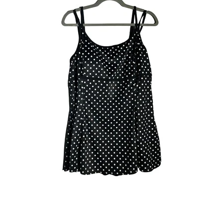 Vestido de traje de baño Croft&Barrow de una pieza para mujer talla 16 con volantes control abdominal negro Foto 1 de 4