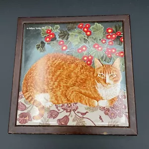 Orange Tabby Cat Tile - Vintage Mimi Vang Olsen Trivet / Wall Hanging - Picture 1 of 6