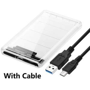 USB-C Transparent SATA External HDD SDD Hard Drive 2.5 inch USB 3.1 Enclosure US - Picture 1 of 15
