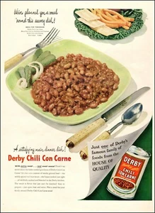 1947 vintage food AD for DERBY CHILI CON CARNE Canned extra meat   043020 - Picture 1 of 1
