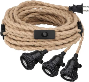 22.5FT Triple Pendant Light Cord Kit with On/Off Switch Plug in Hanging Light Fi - Picture 1 of 9