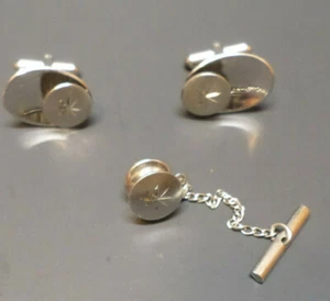 Vintage Sterling Silver Hickok Cufflinks & Tie Tack (DM1) - Picture 1 of 2