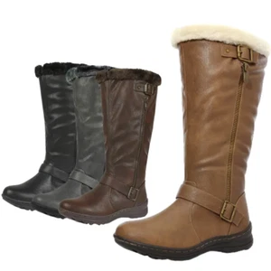 Womens Ladies Knee High Winter Boots Fur Zip Snow Boot Shoes Size US - Picture 1 of 29
