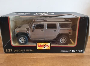 Vintage Maisto Edición Especial 1:27 Die-cast Hummer H2 SUV Gris Metálico en caja. - Imagen 1 de 8