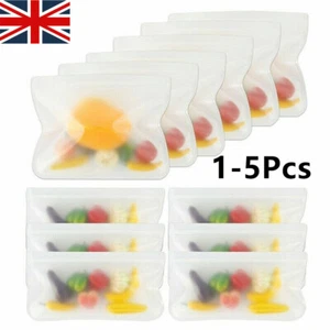 Reusable Thick Silicone Food Storage bags Zip Lock Freezer bag Leak Proof 4 Size - Picture 1 of 24