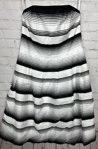 White House Black Market Strapless black white Dress Cotton Lined  10 - Picture 1 of 4