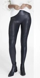 NEU MIT ETIKETT NEU SPANX gesteppte Kunstleder glänzend MOTO LEGGINGS - #20248R - SCHWARZ Gr. Small - Bild 1 von 15