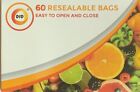 60 Food Bags resealable Bags Fridge bag easy to open & close 30 mic 160 x 160 mm