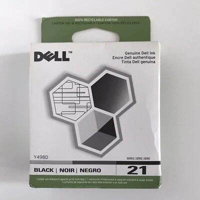 Nuevo cartucho de tinta para impresora Dell original nuevo en caja sellada serie 21 negro Y498D OEM Foto 1 de 4