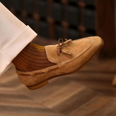 Italian Men Real Suede Leather Tassel Loafer Casual Business Dress Shoes British - Image 1 of 4
