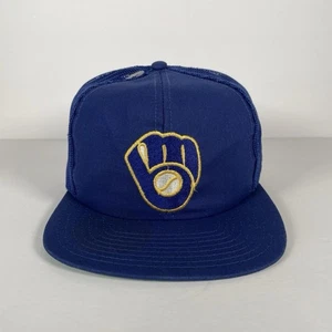 Cappello snapback Milwaukee Brewers maglia blu vintage baseball camionista berretto MLB anni '80 M/L - Foto 1 di 8