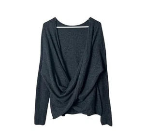 Athleta gray finale wool cashmere twist front convertible sweater womens XL - Picture 1 of 9