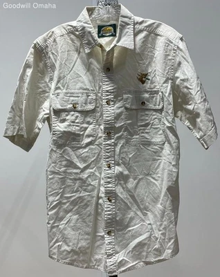 Cabela's Men's Size M White 100% Cotton Short Sleeve Button Up Shirt Pre-Owned - Image 1 of 4