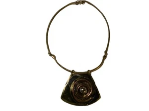 Brutalist Statement Necklace Boho Creative Copper-Brass Abstract Rare + Earrings - Picture 1 of 8