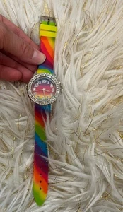 Accutime Fun Regenbogen Silikon Uhr rundes Zifferblatt Strass Detail bunt Unisex - Bild 1 von 13
