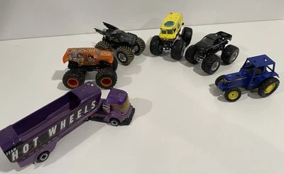Monster Truck Toy Lot Of 6 Trucks. SpongeBob, Batman, Hot Wheels. VINTAGE - Image 1 of 4