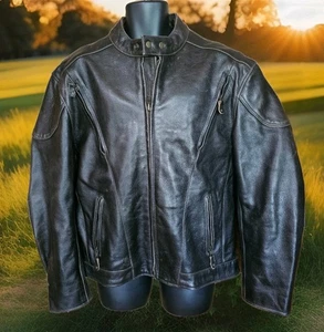 Xelement Men Brown Leather Motorcycle Jacket Heavy Armour XXL Padded Biker Lined - Picture 1 of 22