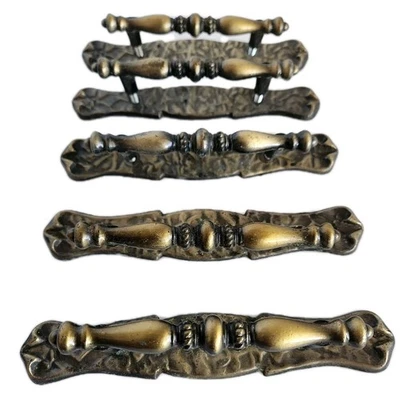 5 Vintage Brass/Pewter Drawer Cabinet Pull Handles Rustic Antique Style Hardware - Image 1 of 4