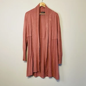 Jacqui E Cardigan Womens Size S Pink Open Longline Flowy Lightweight Casual Work - Picture 1 of 12