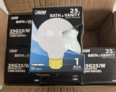 Feit ELECTRIC 25-Watt 120v Double Life 6 bulbs for Bath & vanity 25G25/W/RP6 - Image 1 of 4