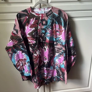 VC Torias Vintage 90s Art To Wear Hand Painted Patchwork Colorful Top OS - Picture 1 of 12