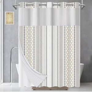 Cortina de ducha sin gancho con forro a presión y ventana transparente, estilo moderno de hotel... - Imagen 1 de 6