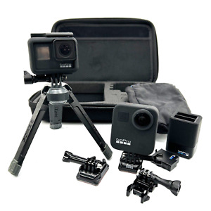 GoPro Hero 7 Black & GoPro MAX 360 Action Camera Lot | Extras, Mounts, Case