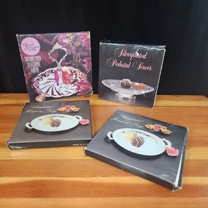 4 Piece Vintage Lot NOS Silver Plated Chocolate Truffle Servers & Heirloom Trays - Picture 1 of 18