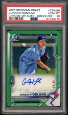 2021 Bowman Draft Chrome Green Prospect Autographs #08/99 Gunnar Hoglund PSA 10