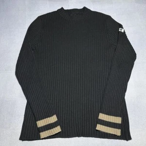 Diesel Black Italian Wool Blend Striped Cuffs Rib Knit Pullover Sweater Size 2XL - Picture 1 of 15
