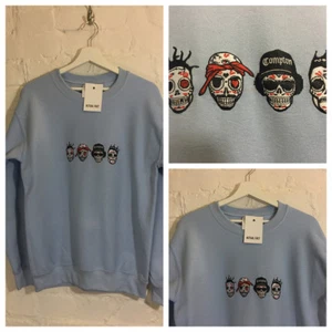 Actual Fact RIP Day of the Dead Rappers ODB,Tupac,Easy E,BIG Sky Blue Sweatshirt - Picture 1 of 4