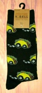 MENS K.BELL FAST TACOS BLACK CREW SOCKS ONE SIZE (SHOE SIZE 6.5 -12) - Picture 1 of 1