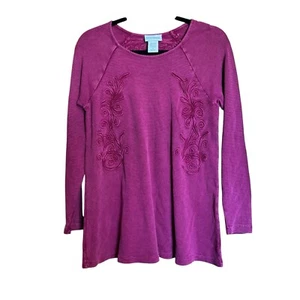 Soft Surroundings Tunic Top Women Medium Pink Waffle Knit Boho Thermal Blouse - Picture 1 of 8