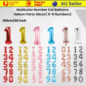 0-9 Foil Balloon Multicolor Ideal for Birthday and Event Home Decor 100cm/40inch - Picture 1 of 66