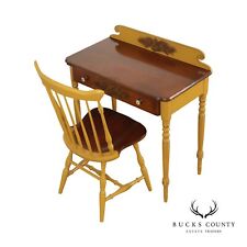 Hitchcock Stencil Decorated Maple Writing Desk and Chair