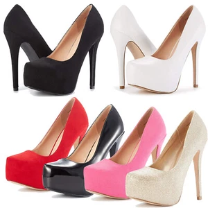 Women 5.5 Inches Pump Shoes Stilettos High Heel Platform Wedding Dress Shoes - Picture 1 of 66