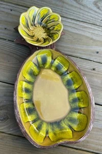 Vintage California Pottery Sequoia Ware piatto ananas dip chip set G55 made - Foto 1 di 6