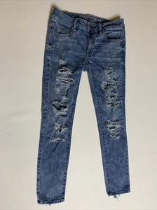 American Eagle Gr. 4 Low-Rise Jegging Ankle Jeans Super Stretch Distressed 28x26 - Bild 1 von 11