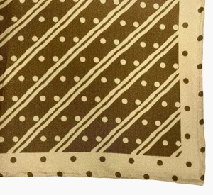 New CESARE ATTOLINI NAPOLI Brown Dot Striped Silk Print Pocket Square - Picture 1 of 2