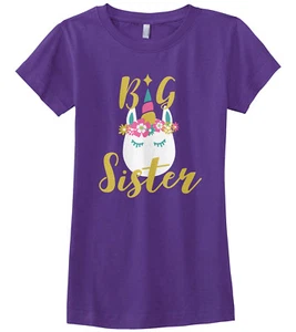 Unicorn Big Sister Girls Fitted T-Shirt Magical Gift - Picture 1 of 6