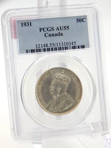 1931 Canada 50 Cent Piece - Half Dollar Coin - PCGS Graded AU 55  (BT722) - Picture 1 of 5