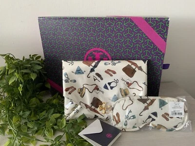 NUEVO CON ETIQUETAS CON CAJA DE REGALO TORY BURCH BON VOYAGE CLUTCH PLUS MÁSCARA PARA DORMIR EDICIÓN LIMITADA Foto 1 de 4